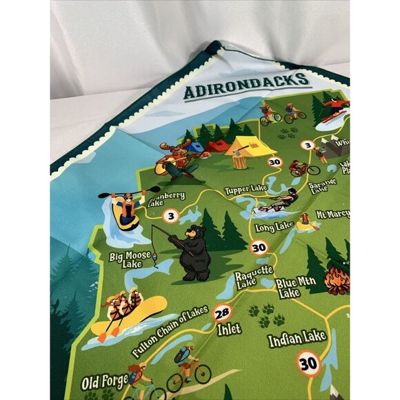 Adirondack Map Bandana handkerchief kerchief 20"Adirondack New York hiking NEW - Picture 4 of 5